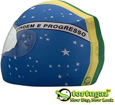 Tortugaz Fashion Art Custom Motorcycle Full-Face Off- Road Helmet Cover Brazil Flag