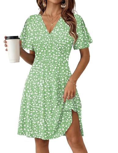 Image of Zeagoo Womens Summer Dresses Wrap V Neck Dress Floral A-Line Ruffle Sleeve Casual Sundress with Pockets 2026