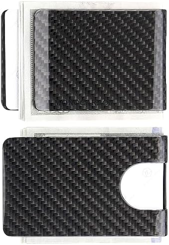 MONOCARBON Carbon Fiber Thumb Slim Card Wallets with RFID Blocking Magnetic Minimalist Card Holders Clips for Men with Gift Box Matte&Glossy Finish