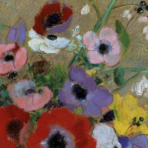 Tableau Odilon Redon grand vase vert fleurs mixtes 100x80 cm - 5