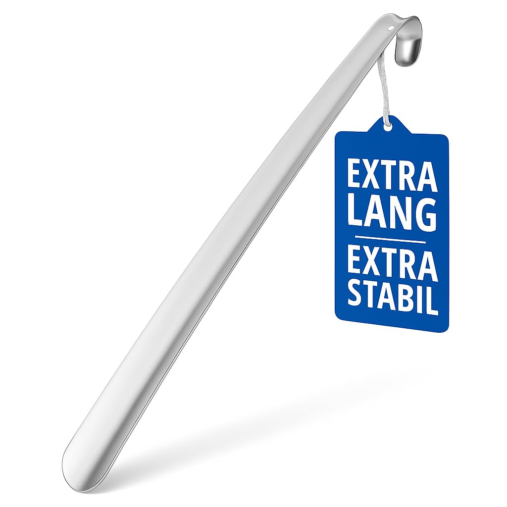 HONH Schuhlöffel extra lang 72 cm Metall – 2 mm stabiler Schuhlöffel lang aus Edelstahl, langer Schuhanzieher für Herren Damen Senioren, ergonomische Schuh Anziehhilfe mit Aufhängeloch