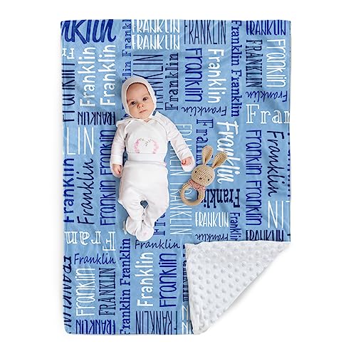 Image of Custom Baby Blanket - Personalized Names Design - Soft Plush Blanket with Double Layer Dotted Backing for Boys Girls Color06(30x40 inches)