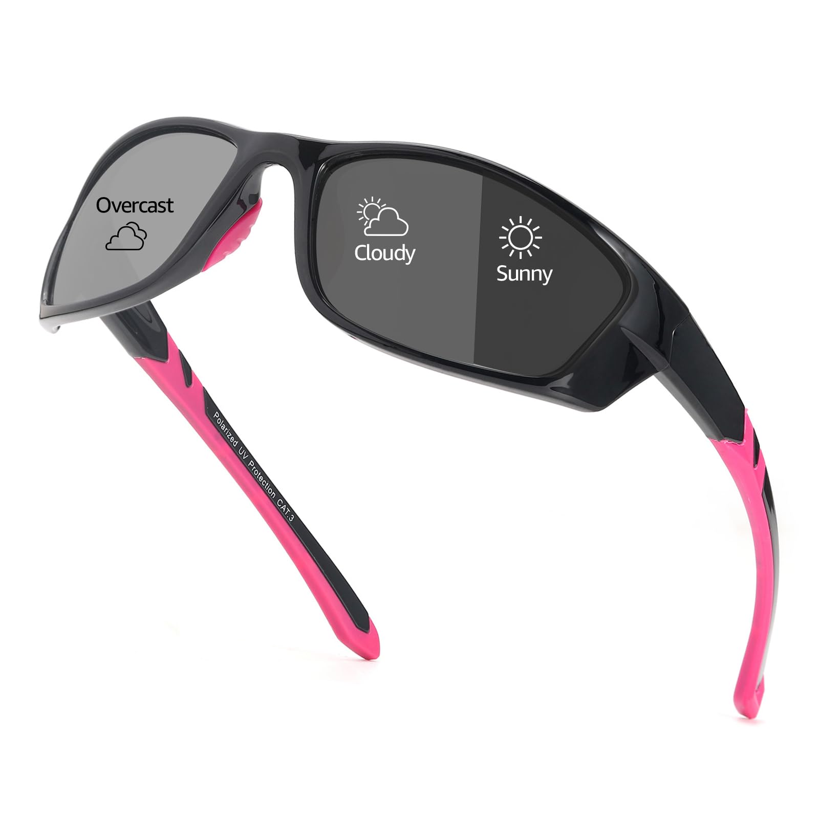 Myiaur Selbsttönende Fahrradbrille Damen Polarisiert Photochrome Sonnenbrille Sportsonnenbrille mit UV400 Schutz für Laufen Radfahren