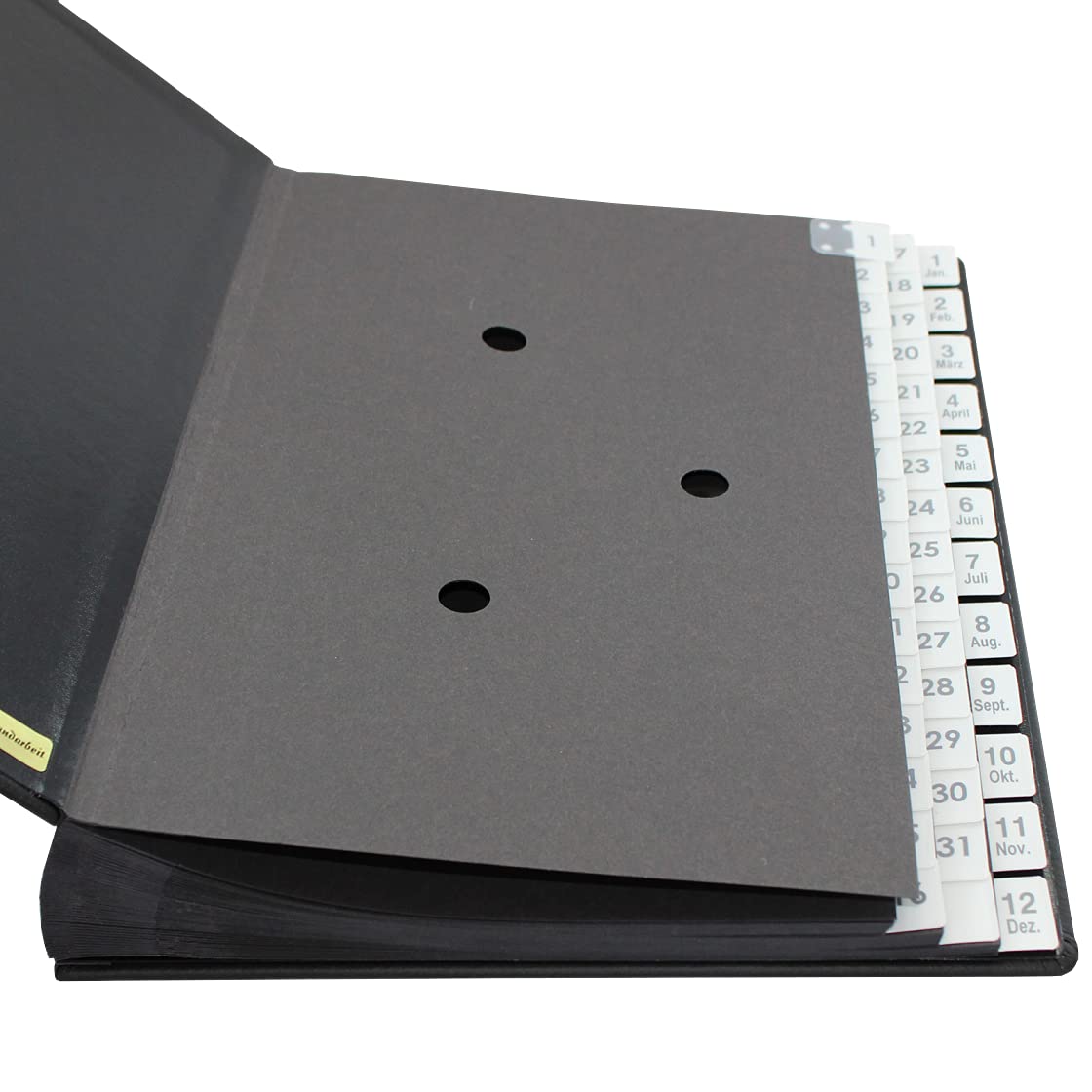 Classificatore con indice 1 – 31 Plus 1 – 12 (jan. dez.) nero Custodia in pelle bovina pieno martellata