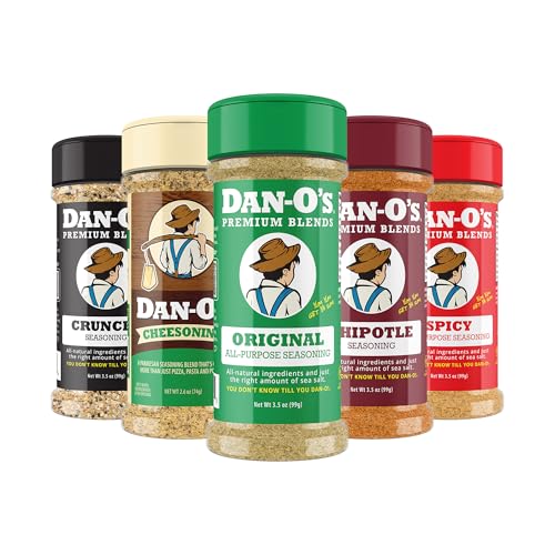 Dan-O's 5 Bottle Seasoning Set, Small Bottles, 5 Pack, Includes