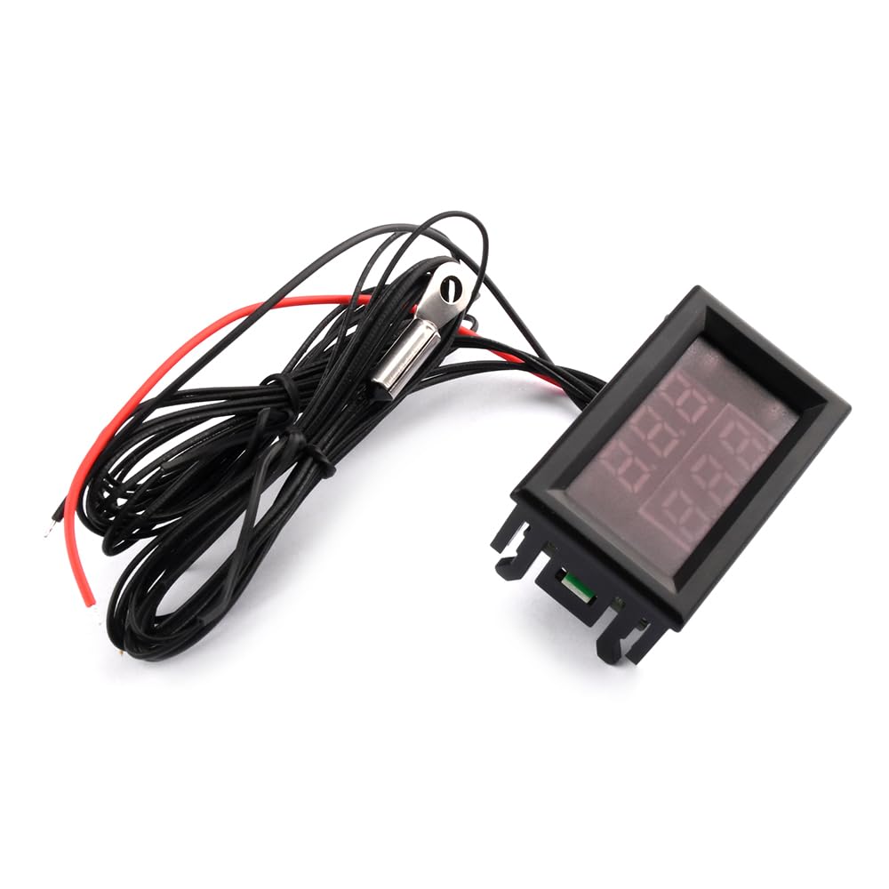 Sensore di Temperatura con Doppio Display DC4-28V 5V 12V 24V LED -50~210℃/-58~410℉ Termometro Digitale con 2 sonde NTC for Acquario (Color : Degree Fahrenheit)
