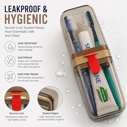 Image of Germ Protection Portable Transparent Toothbrush Cover Case - Anti-Bacterial Design, Travel Friendly, Dustproof, Lightweight & Easy Storage 1 Pcs, Square