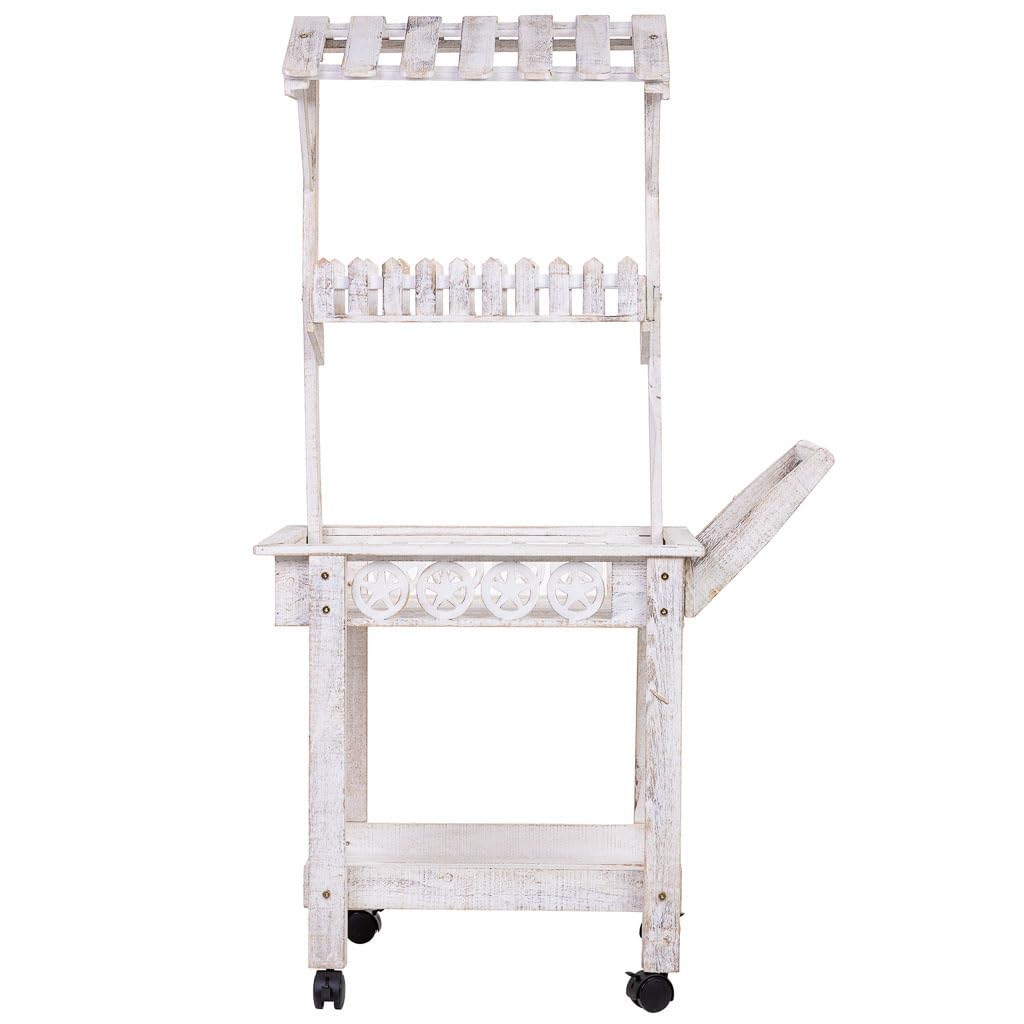 WANDERLUST DECO Carro expositor-estantería de madera 80x45x140h cm