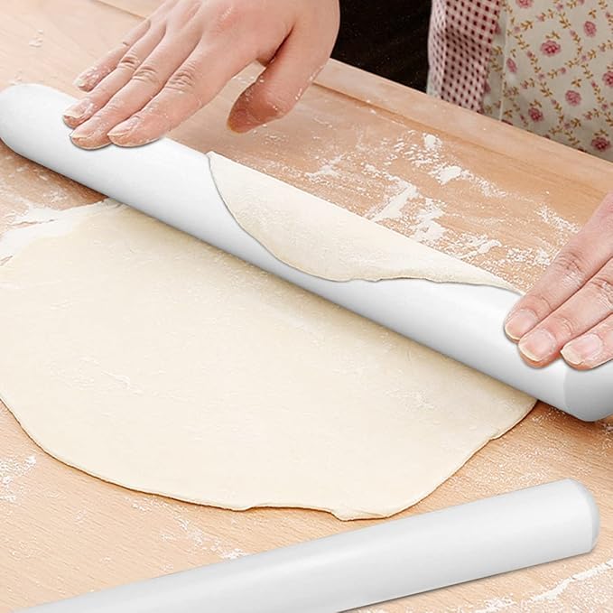 Ochtend ® 10" White Rolling Pin for Baking | Dough Roller Bar for Cake, Gum Paste, Fondant, Pastry, Cookies & Pie Crust | Non-Stick Baking Tool (10 Inch) 2
