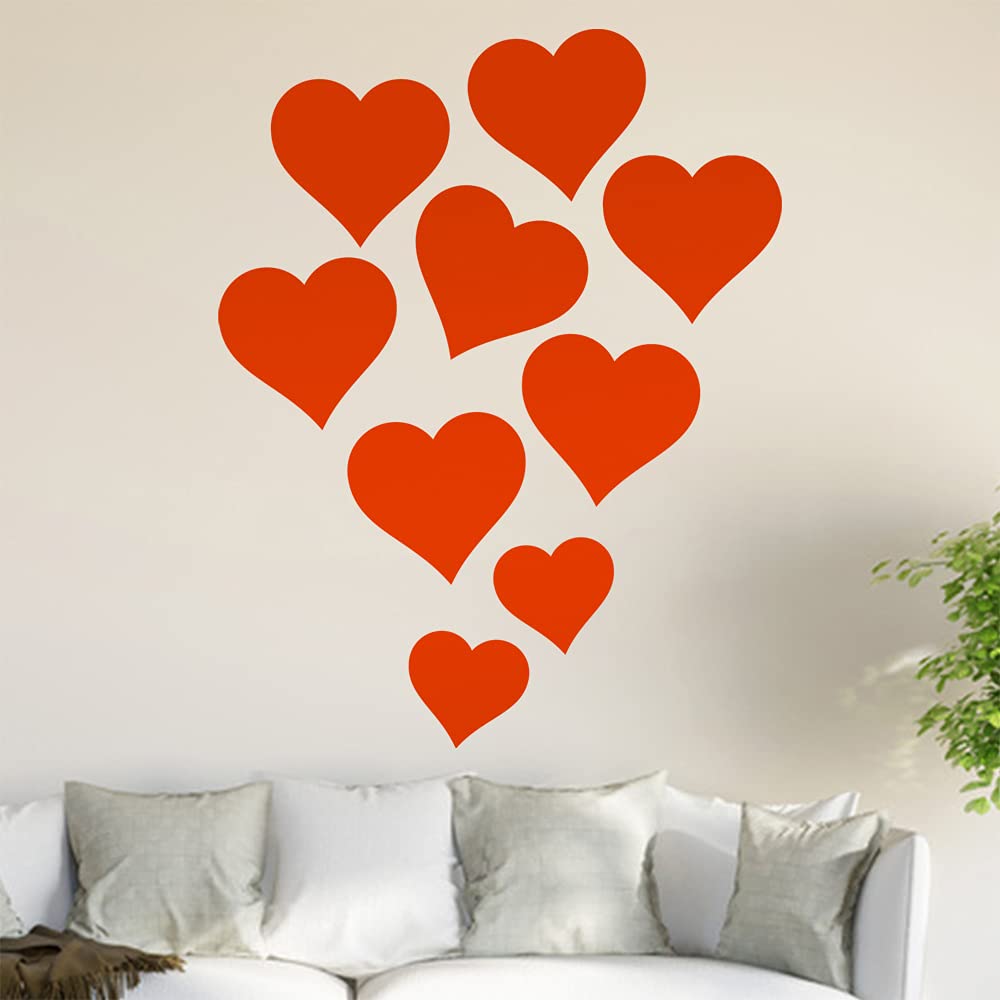 Corazones pared adhesivo en 6 tamaños – – Vinilos Wall Sticker, 34_orange, 96 x 74 cm