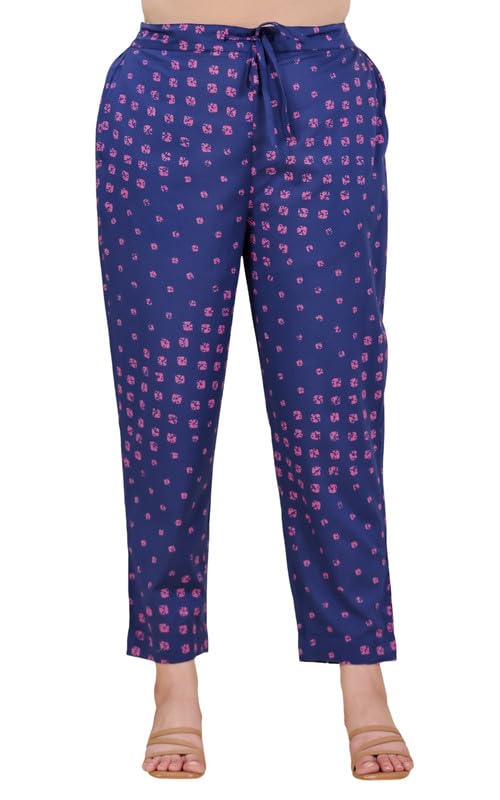 aramya Soft Cotton Blue Bandhani Print Festival Wear Pant for Women (TP4374B-8XL)-picture-19