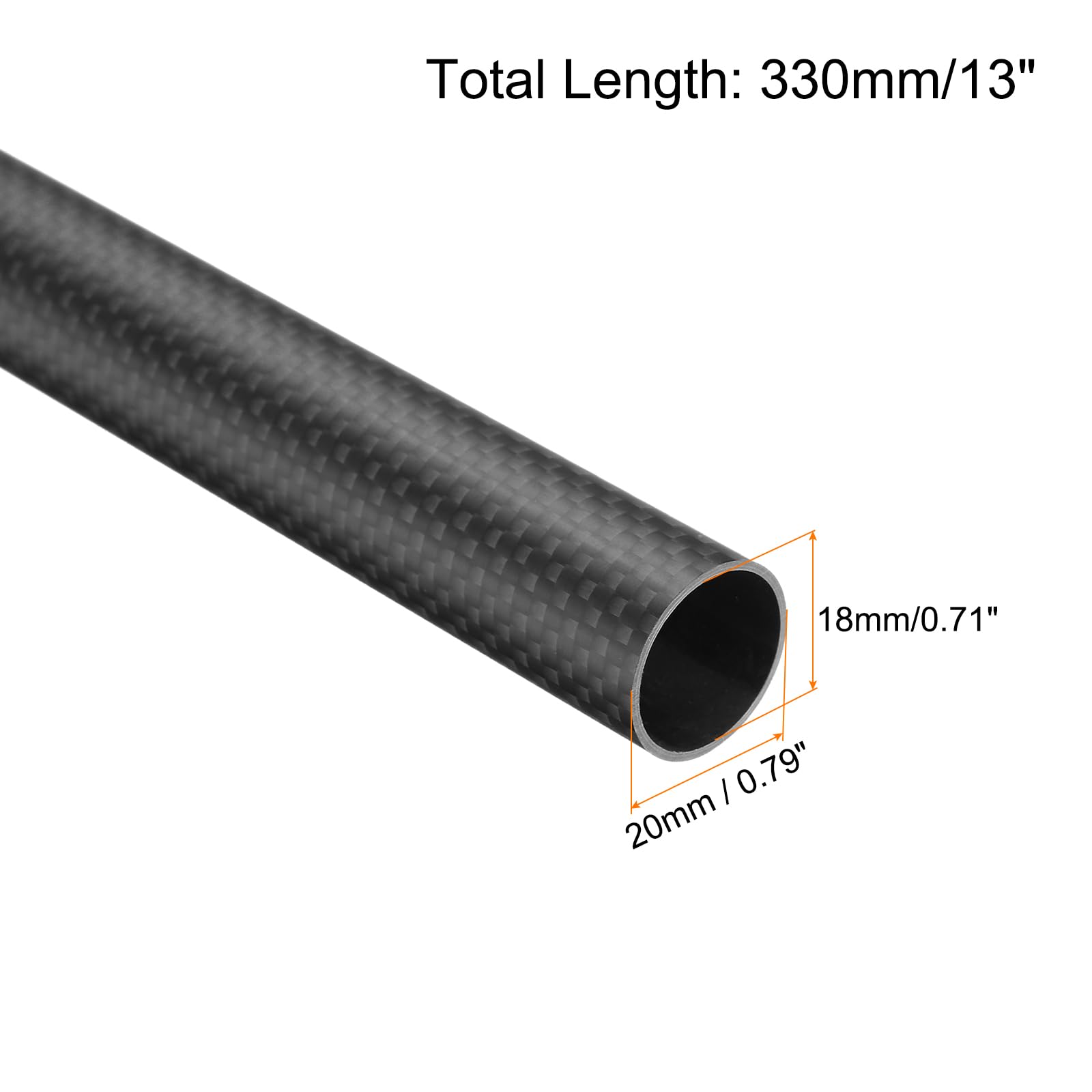 QUARKZMAN 2Pcs Tubes en Fibre de Carbone 18 x 20 x 330mm Surface Mate Rod 3K Enroulé en Fibre de Carbone pour avion RC Quadcopter Multicopter