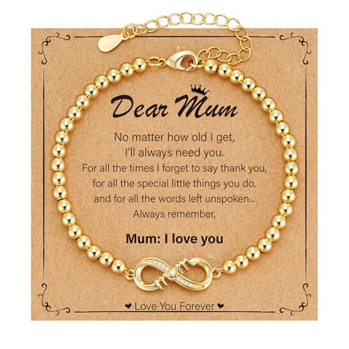Image of Halora Birthday Gifts for Mum Women, Gold Bracelet for Women Adjustable Mum Bracelets Mothers Gifts Birthday Jewellery, Infinity