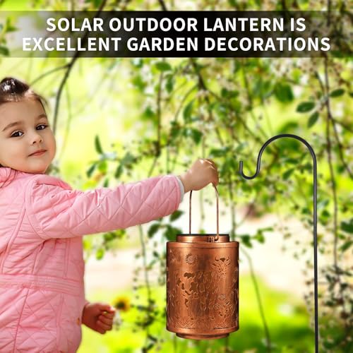 Image of Solar Lanterns Garden Decor Birthday Gifts for Women Mon Grandma Metal Hanging Solar Lights Waterproof Outdoor Decoration for Outside LED Lanterns for Yard Patio Lawn (Cow)