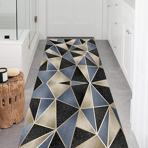 Alfombra moderna con diseño de retales geométricos, antideslizante, lavable, para puerta de entrada, alfombra absorbente de piso fino para sala de estar, cocina, lavandería, dormitorio ( Size : 80×100