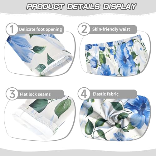 Bolaz Toddler Girls Leggings Printed Yoga Pants Leggings Blue Flowers for Kids3