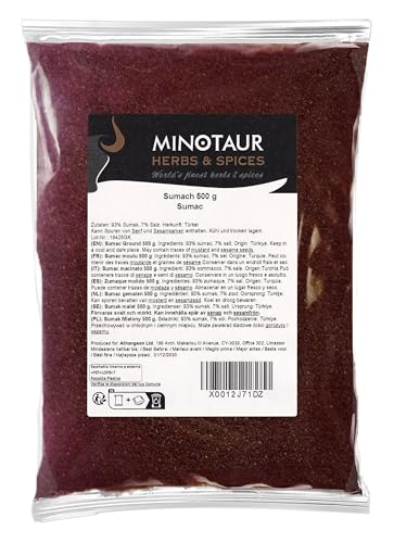 Minotaur Spices | Zumaque | 2 x 500 g (1 Kg) | Polvo de especias del árbol del vinagre molido