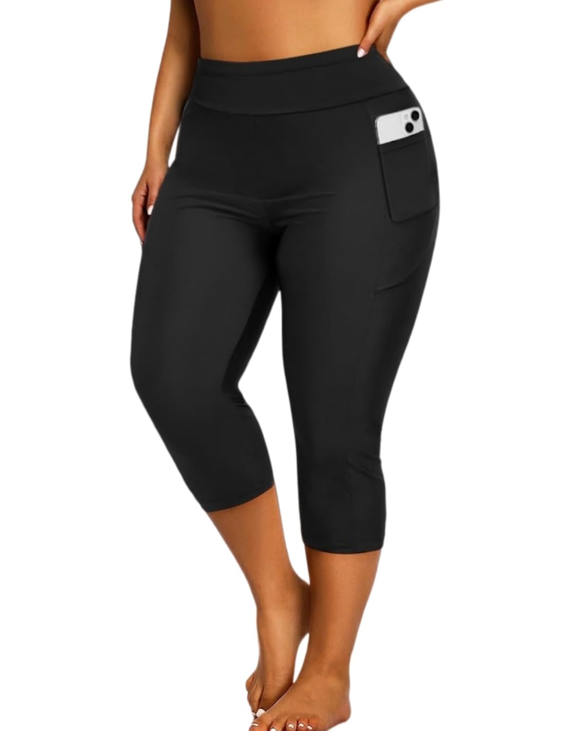 Women's Plus Size Rash Guard Pants High Waisted Long Swim Capris Leggings