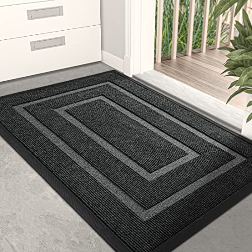 Dexi Front Door Mat, Non-Slip Durable Low Profile Welcome Mat, Heavy Duty Waterproof Stain Resist Doormats For Entrance Home, 23"X35", Grey #TOP21