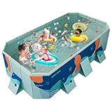 プール 大型 折りたたみ式 空気入れ不要 家庭用 子供用 ファミリープール バスタブ 簡易プール 頑丈設計 PVC複合素材 ボールプール 水抜栓付 大きい 自宅用 折り畳み 深い 膨らませない プール 頑丈設計 持ち運び便利 親子遊び 犬猫お風呂 夏の日 芝生遊び 池 庭 屋内用 お庭用 ビーチ用 屋外用水あそび 家庭 アウトドア適用 (2.1m)