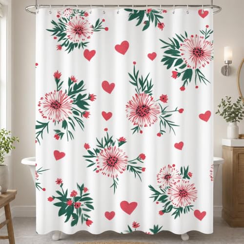 Decoration salle de bain fleurie avec rideau douche polyester - 3