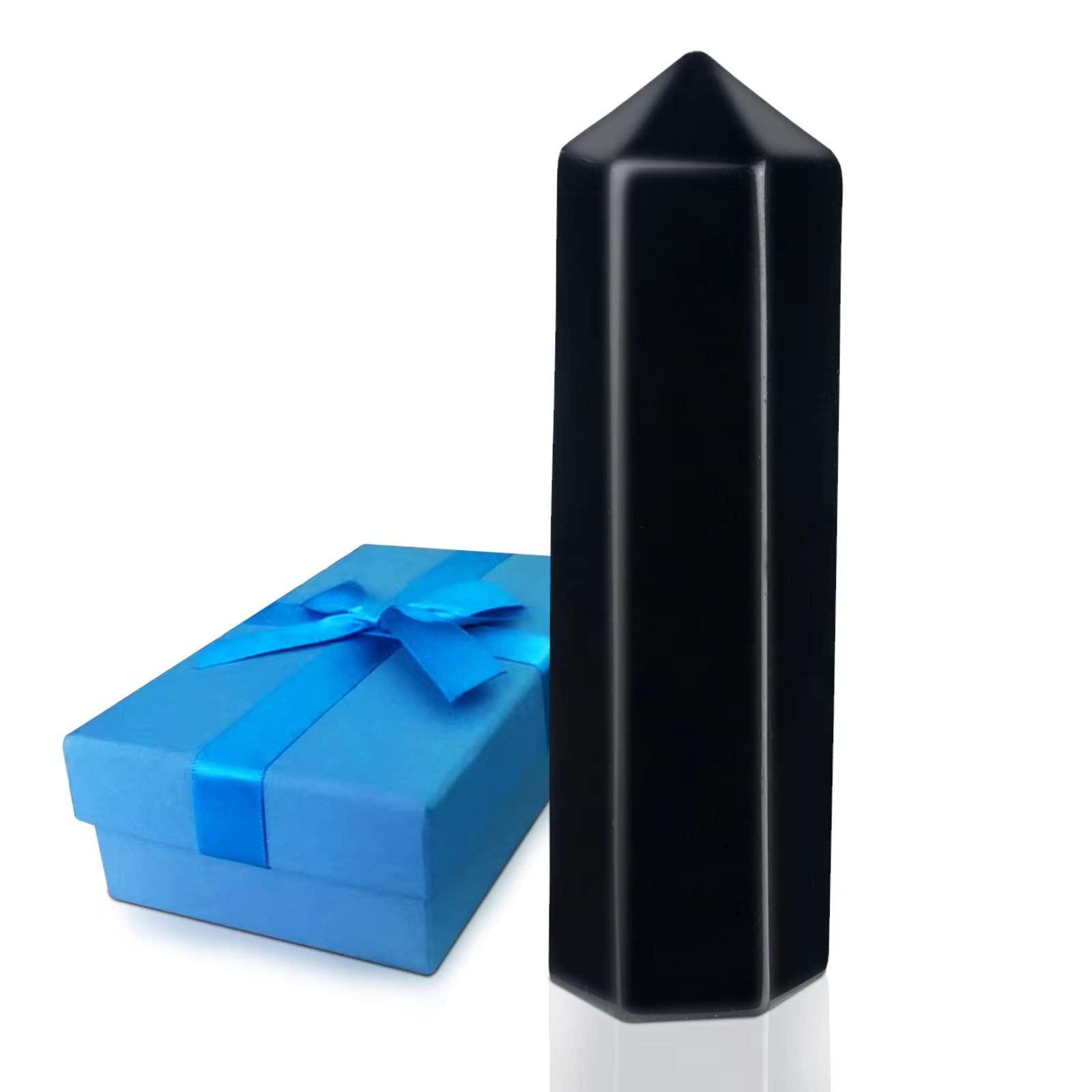 Crystal Column Big Pulse Stone Using Natural Gem Raw Materials Crystal Energy Can Make You Strengthen Inspiration in Life Can be Used for Meditation or Eliminate Negative Energy (Black Obsidian)