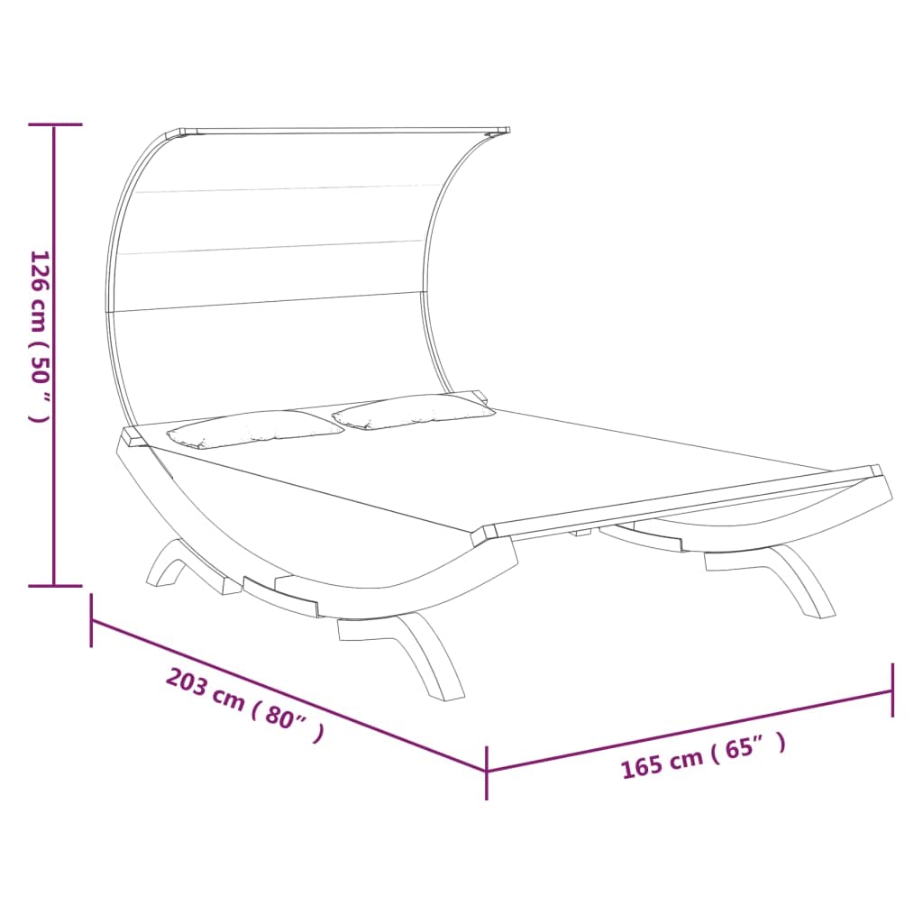 Lettino da giardino con tetto in legno massello, 165 x 203 x 126 cm, colore antracite, con protezione solare per terrazza, balcone e piscina, relax