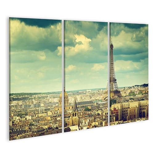 Tableau Tour Eiffel pour salon | Toile déco voyage islandburner 3 pièces