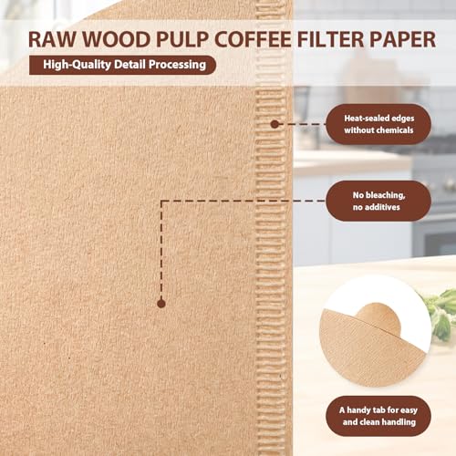 Image of 200 Count Coffee Filters V-60, Disposable Cone Coffee Filters 2-4 Cup, Unbleached Natural Paper Size 02 Paper Filters for Pour Over and Drip Coffee Maker
