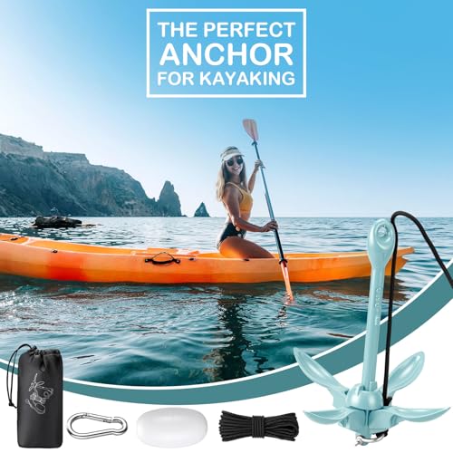 Image of Lounsweer 2 Pack 1.5 /3.5 lb Marine Kayak Anchor Kit Folding Grapnel Anchor Kit Boat Kayak Fishing Accessories for Small Boats Kayaks Canoe Paddle Boards