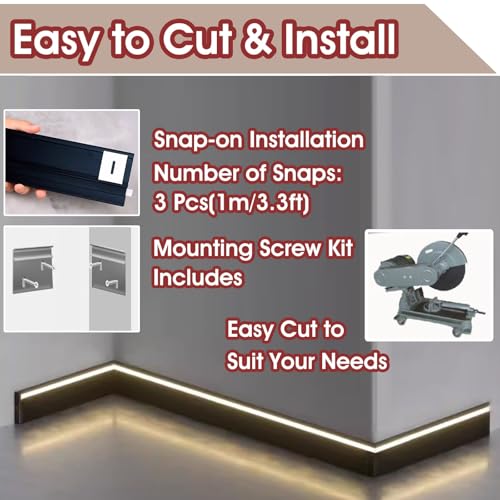 Canal diffuseur LED et plinthe en aluminium pour base murale d'éclairage intérieur - 6