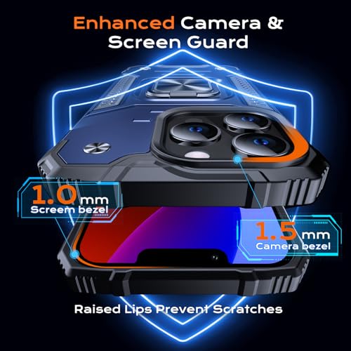 Image of Anqrp Heavy Duty Case for iPhone 13 Pro Case with Enhanced Ring Holder Grip Stand, Military Grade Shockproof Rugged Drop Protective Silicone Hard Slim iPhone 13 Pro Phone Case Cover,Vivid Blue