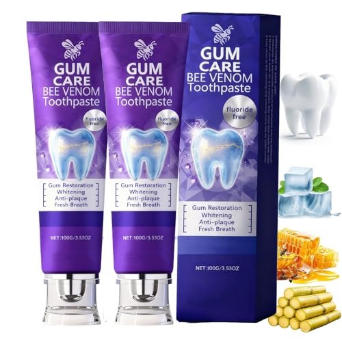 2pcs Bienengift Zahnpasta Ohne Fluorid,Gum Zahnpasta mit Bienengift zur zahnbehandlung, Bee Venom Toothpaste Oral Power, Natürlich Whitening Zahnpasta, Entfernt Flecken & Zähne weiß Machen,100g*2