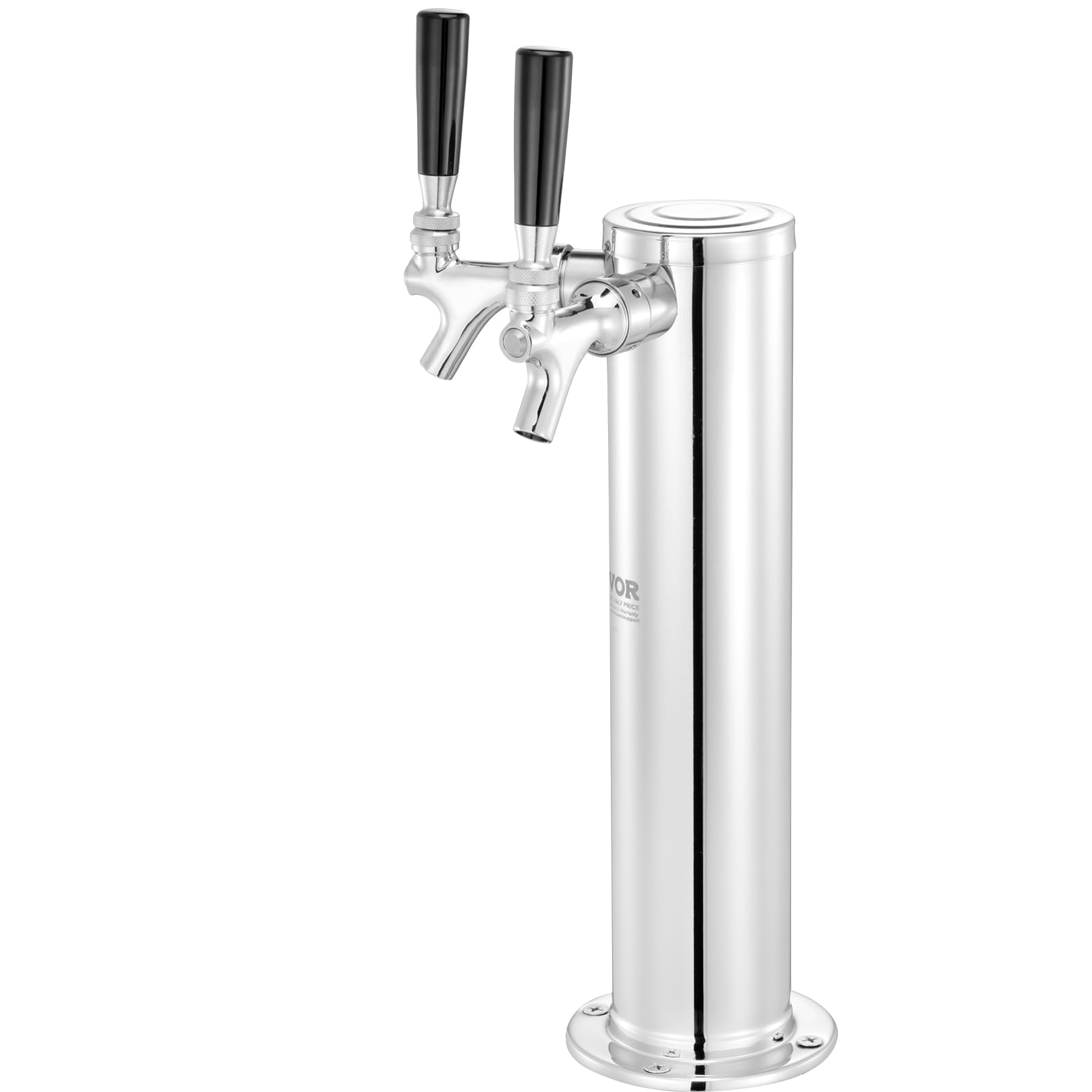 VEVOR Bierspender Bierturm, Bier-Umrüstsatz mit zwei Zapfhähnen, Bier-Turm-Zapfanlage aus Edelstahl mit Doppelmessgerät W21.8-Regler und S-System-Fasskupplung für Partys, zu Hause usw.