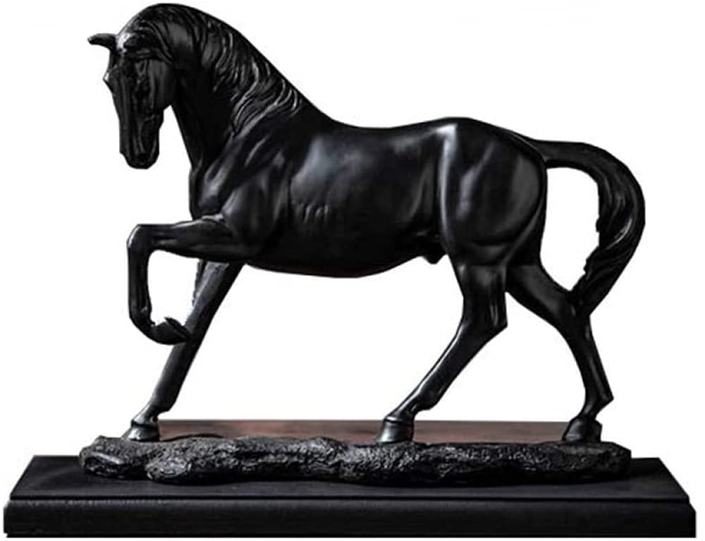 CNfhFRY statue， Resin Horse Craft Model, Office Living Room Desktop Decoration(Black)