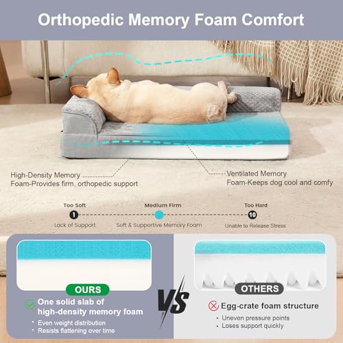 Orthopedic Dog Bed for Small and Medium Dogs, Memory Foam Pet Bed with Washable Removable Cover, Nonskid Bottom, Waterproof, for Indoor, Outdoor, Crate & Car Use, 30x20x6 Inches, Light Grey - Image 6