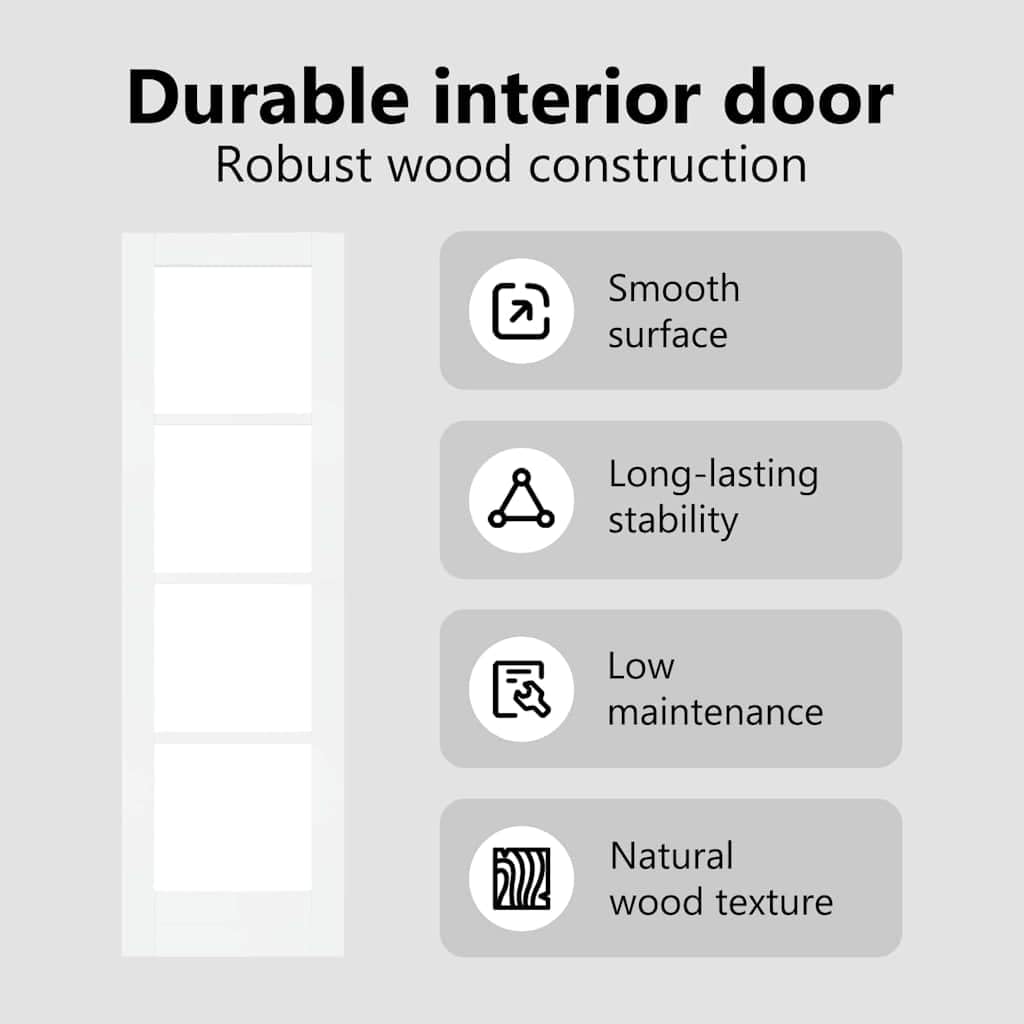 vidaXL Porte intérieure ORKDAL Blanc préparé 61 x 198,5 cm, Porte d'entrée élégante, cloison moderne, design lisse pour la maison, barrière pratique