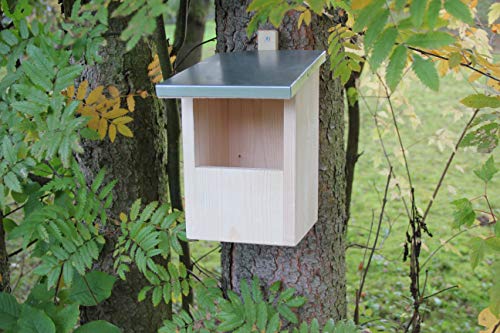 Nistkasten-(N7)-Halbhöhle Vogelhaus Vogelhäuschen Vogelhäuschen Garten Deko Zinkdach Cover