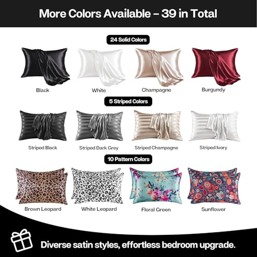 Image of MR&HM Satin Pillowcase for Hair and Skin, Silk Satin Pillowcase 8 Pack, Queen Size Pillow Cases Set of 8, Silky Pillow Cover with Envelope Closure (20x30, Black)