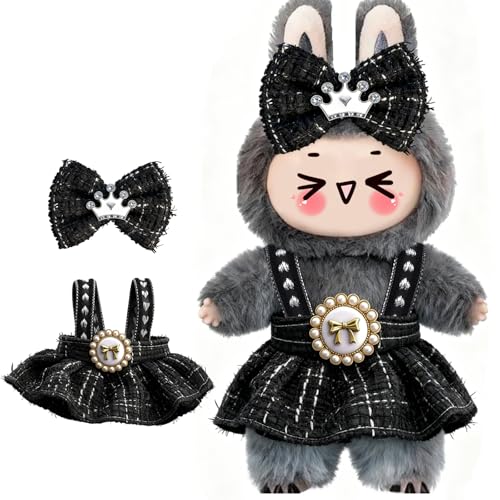 Image of Clothes for LABUBU 6.7inch (17cm) Doll, Cute Outfit Small Dress and Hairpin, Dress Up, Accessories (No Doll) (Black)