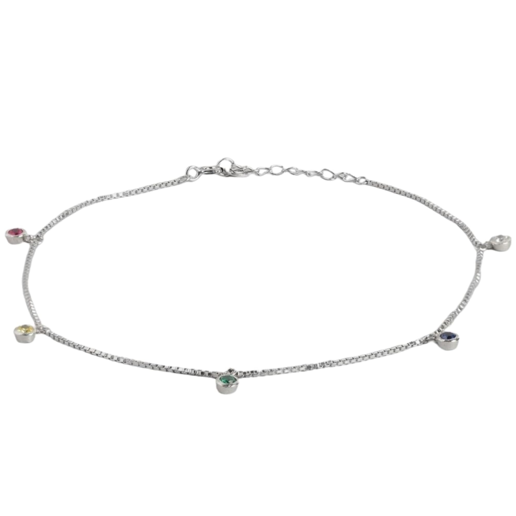 zavya 925 Sterling Silver Cubic Zirconia Drop Rhodium Plating Hanging charm anklet (Single) Gift for Women & Girls | With Certificate of Authenticity & 925 Stamp|Mother's Day-picture-43