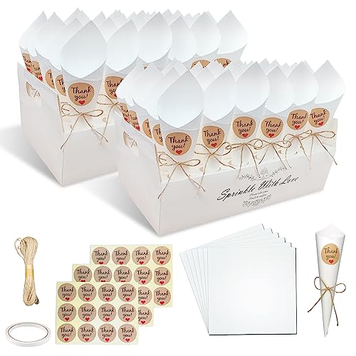 60 Conos de Confeti con Soporte, Soporte para Conos de Confeti de Boda, Conos de Confeti para Fiestas, Soporte para Pétalos, Ramo y Caramelos para Boda, Fiesta de Cumpleaños, Festival
