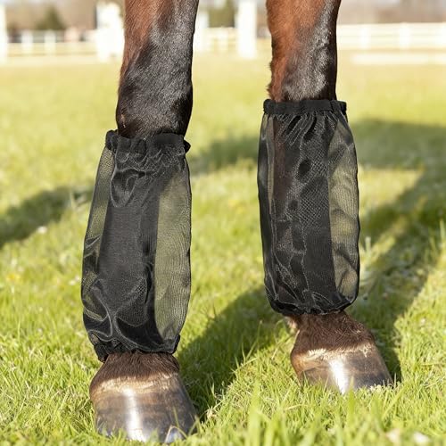 Image of 4 Pack Horse Fly Leg Wraps - Breathable Mesh Fly Boots for Horses, Non-Slip No RubFit, UV Protection for Pasture & Trail Riding