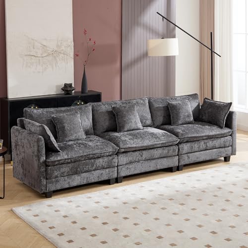Cloud Modular Sectional Sofa, U-Shaped Deep Seat Oversized Couch for Large Living Room, Pet-Friendly Chenille Fabric Sofa Setfor Family Movie Nights