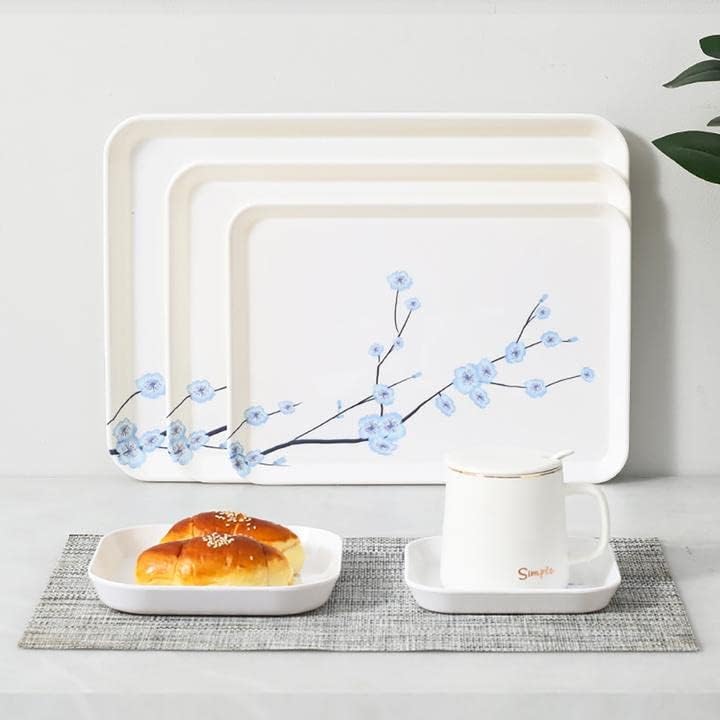 Vista 4 de Bandejas de plástico para servir, bandejas rectangulares para alimentos, bandeja de melamina para fiestas, bandejas para servir alimentos, bandeja