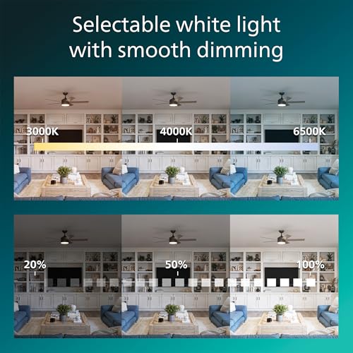 PHILIPS Indoor Ceiling Fan, Dark, with Bright LED Light, 2650 lm, 5 Blades, 5400 CFM, 6 Speeds, 2 Airflow Modes, Selectable White Light, Dimmable, Reversible Blades by PHILIPS - Image 5
