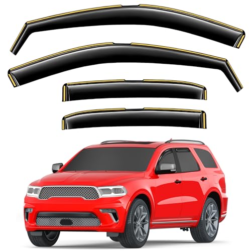 Image of in-Channel Window Visors Rain Guards for Dodge Durango 2011-2026 | Extra-Thick,Extra Durable,Window Deflectors,Vent Visors,Vent Shades,Car Accessories,Polycarbonate (PC)