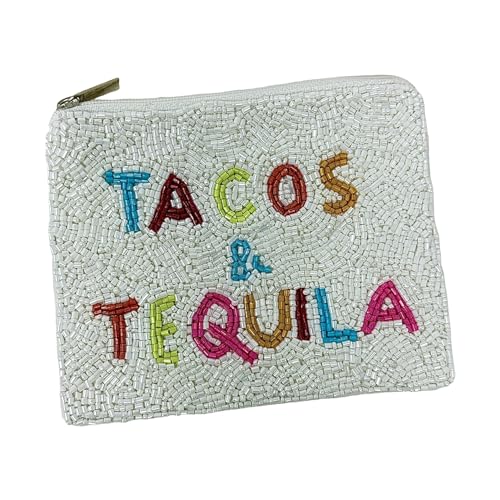 TACOS AND TEQUILA Coin Purse Pouch, Coin Purse Pouch, Beaded Coin Purse, Cute Coin Purse, Beaded Purse, Summer Coin Purse, Best Friend Gift, Pouches, Boho Bags, Wallets for Her3