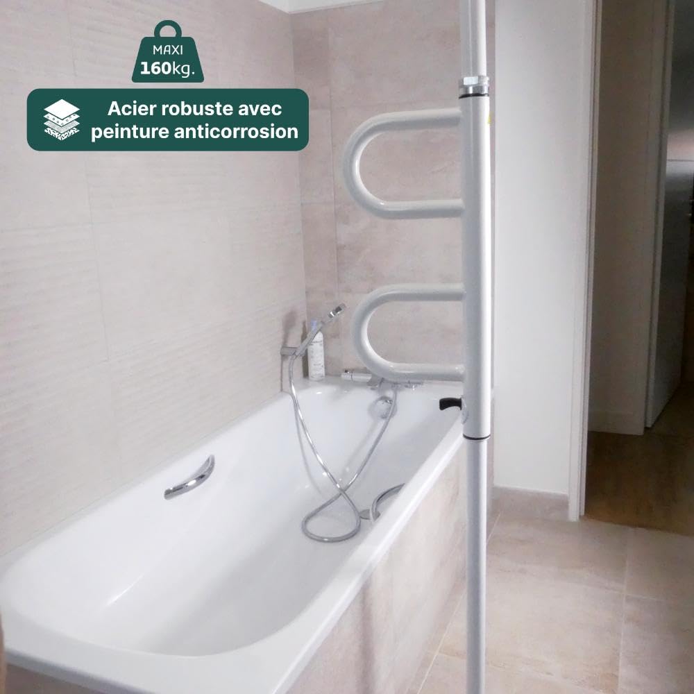 Identités, Barre d'Appui Sol-Plafond FIX, Installation Simplifiée, Poignée Pivotante, Améliore La Mobilité Partout Dans La Maison, Poids Max 160kg