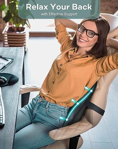 Image of Grin Health SitRight Premium Lumbar Support Cushion Cool Gel- Orthopedic High-Density Memory Foam Backrest for Office Chair & Car Seat, Posture Correction & Back Pain Relief (Large, Black)